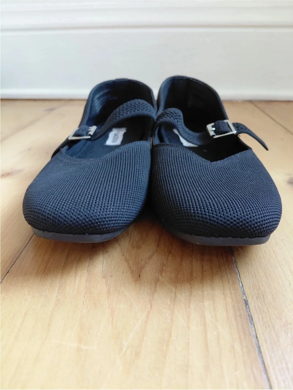 Steve Madden Women’s Black Knit Mary Jane Flats with Buckle